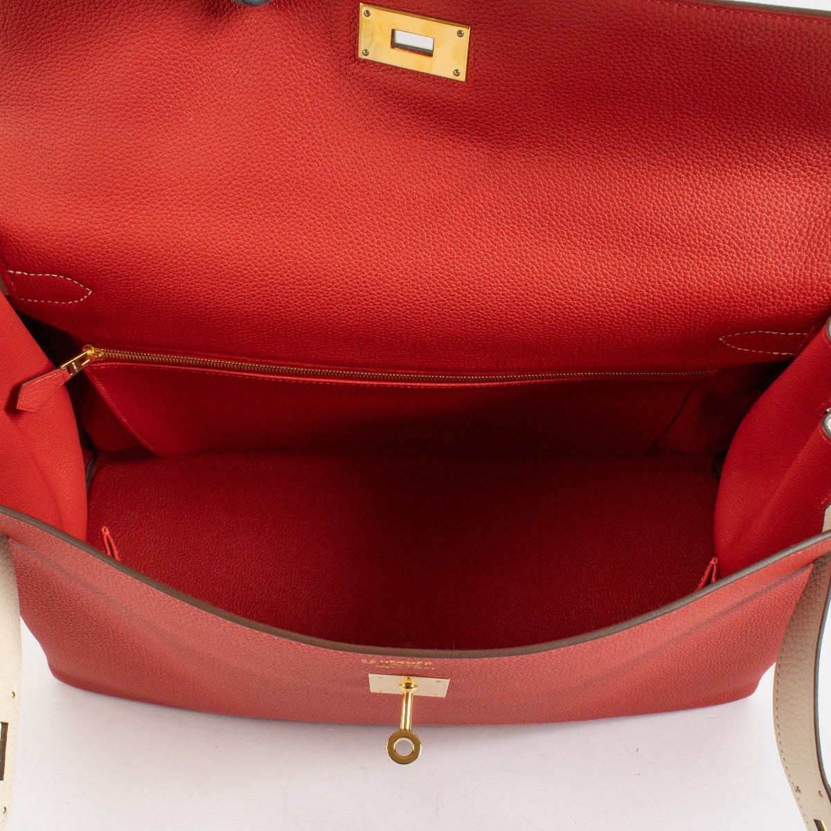 Hermès HSS Kelly 40 Rouge de Coeur/Craie Togo GHW