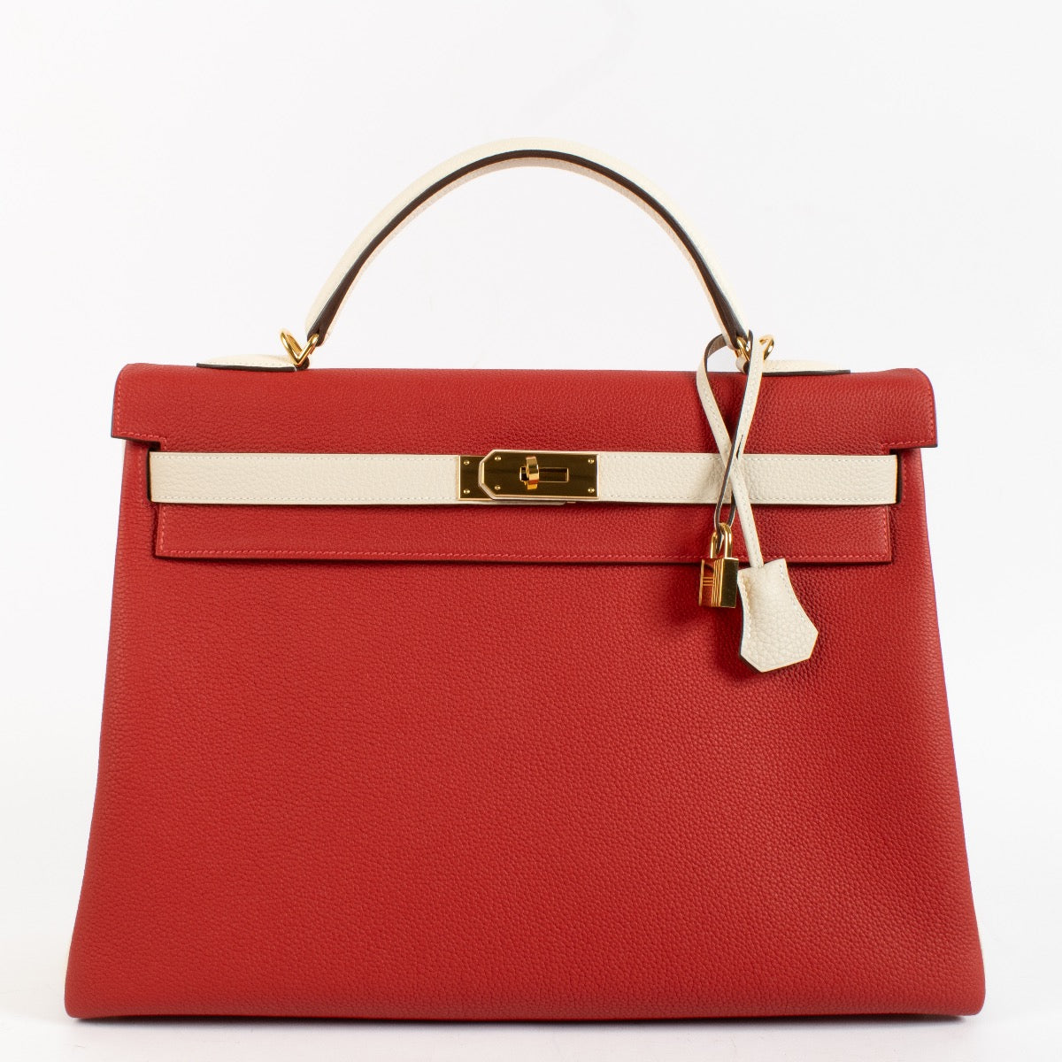 Hermès HSS Kelly 40 Rouge de Coeur/Craie Togo GHW