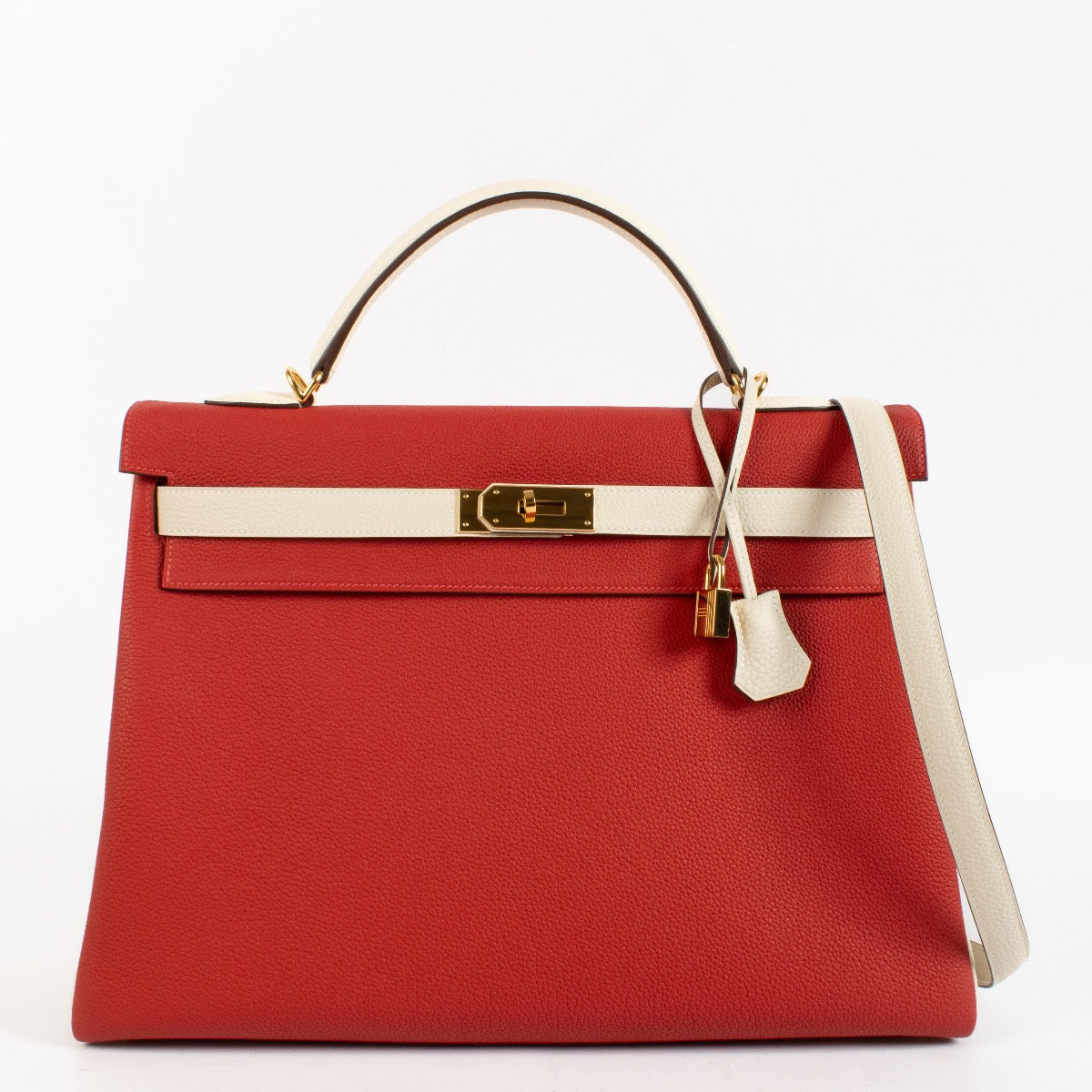 Hermès HSS Kelly 40 Rouge de Coeur/Craie Togo GHW