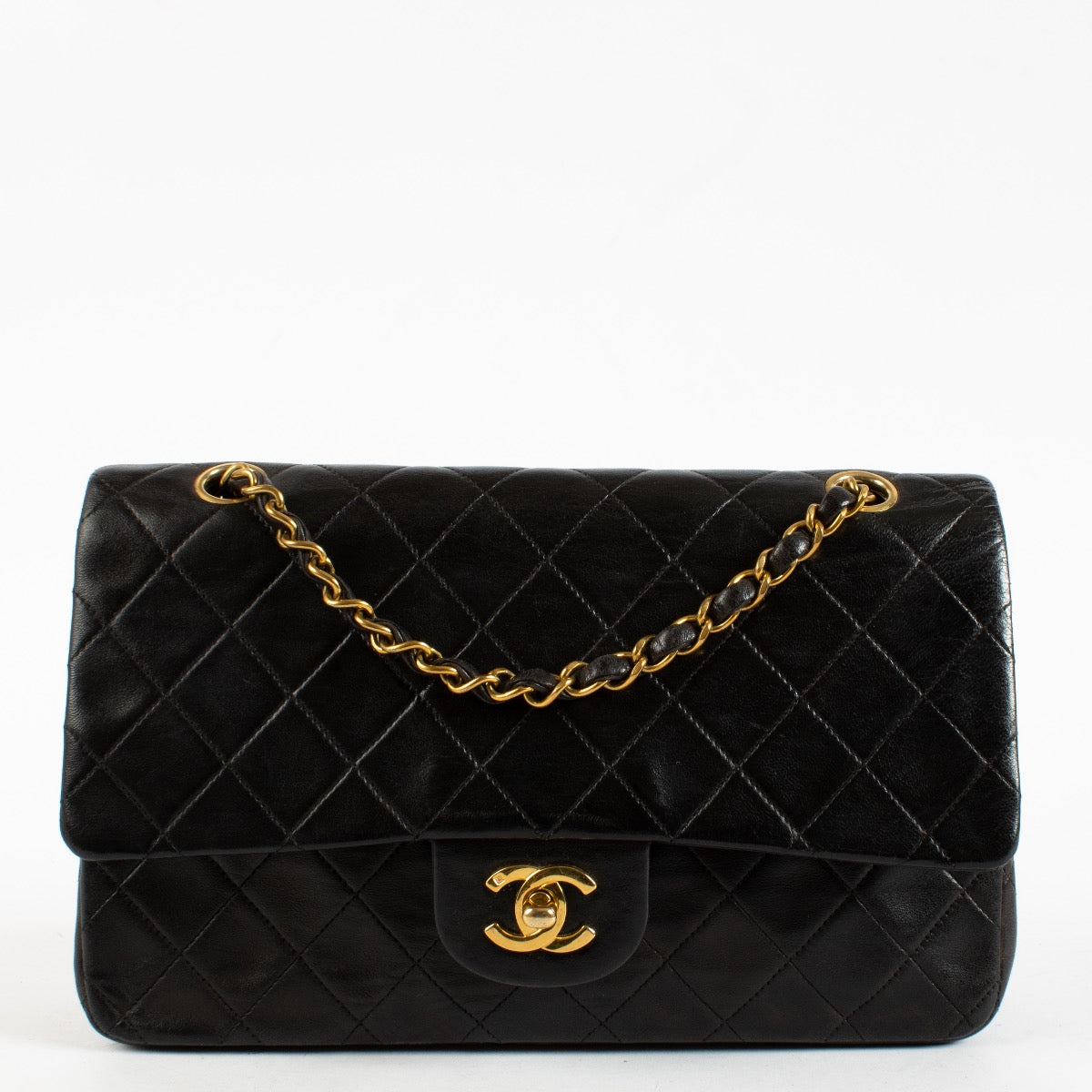 Authentic Preloved Chanel Vintage Black Lambskin Medium Classic Handbag on Labellov.com
