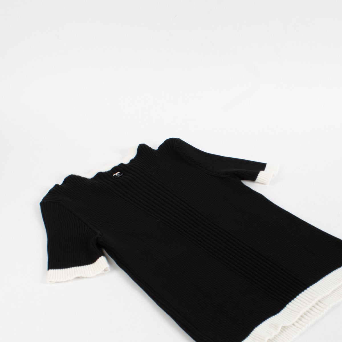 Chanel 25C Zwarte Gebreide CC Top - Maat FR38