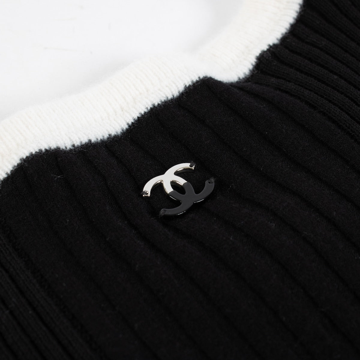 Chanel 25C Zwarte Gebreide CC Top - Maat FR38