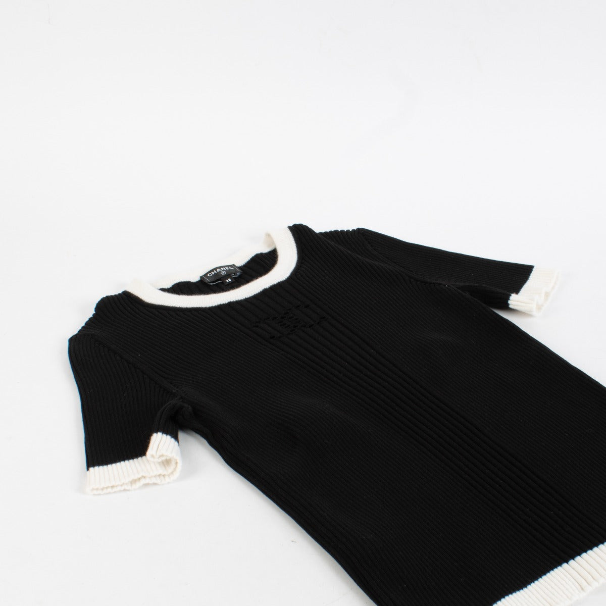 Chanel 25C Zwarte Gebreide CC Top - Maat FR38