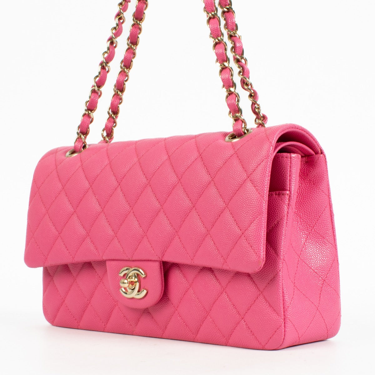 Chanel 22P Hot Pink Caviar Medium Classic 11.12 Bag
