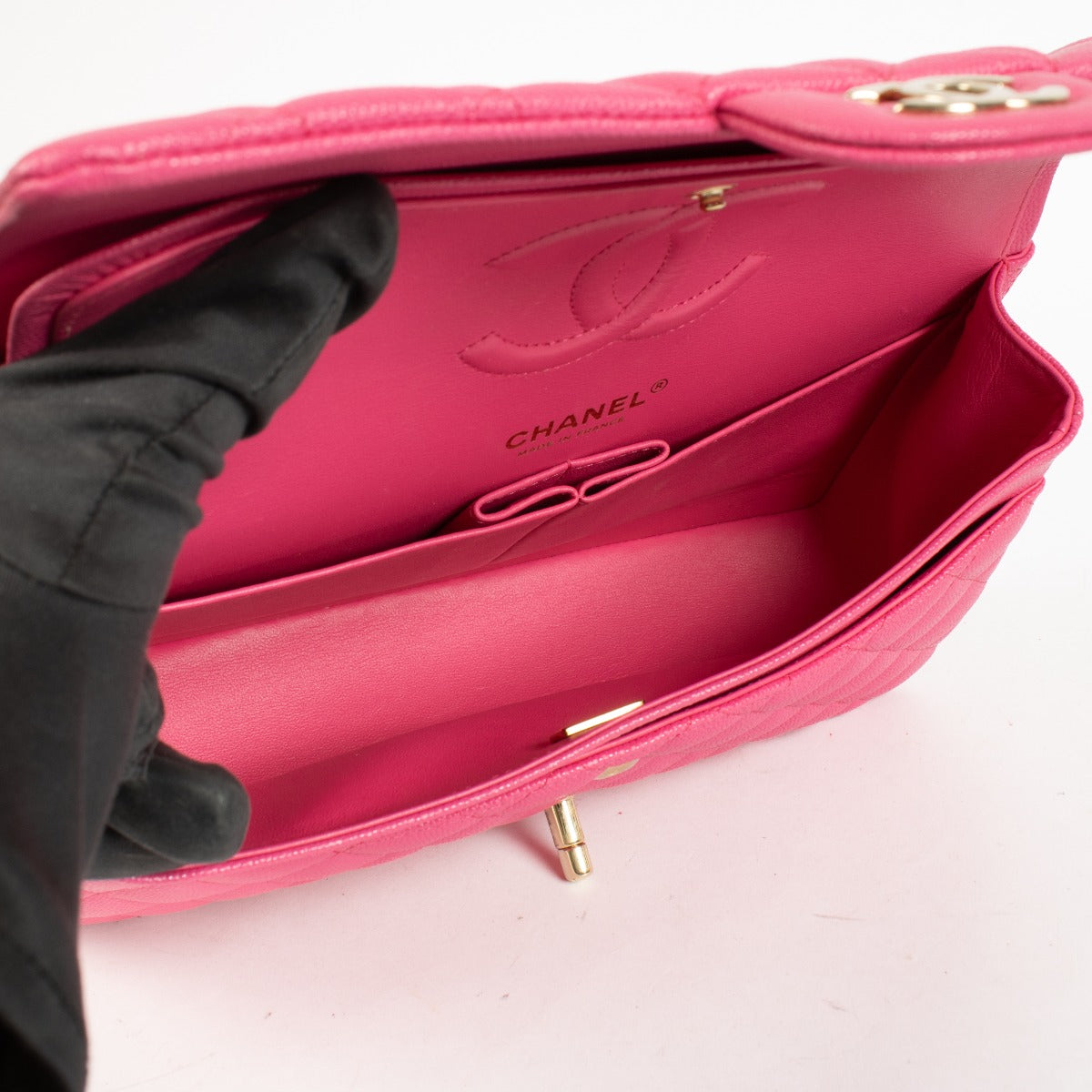 Chanel 22P Hot Pink Caviar Medium Classic 11.12 Bag
