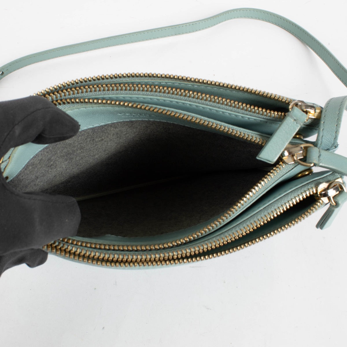 Shop the authentic Celine Blue Trio Bag second hand on Labellov.com.
