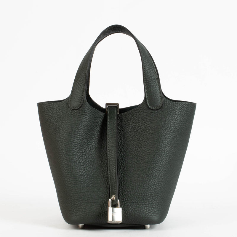 Shop the authentic Hermès Picotin 18 Vert Fronce Clemence PHW on Labellov.com.