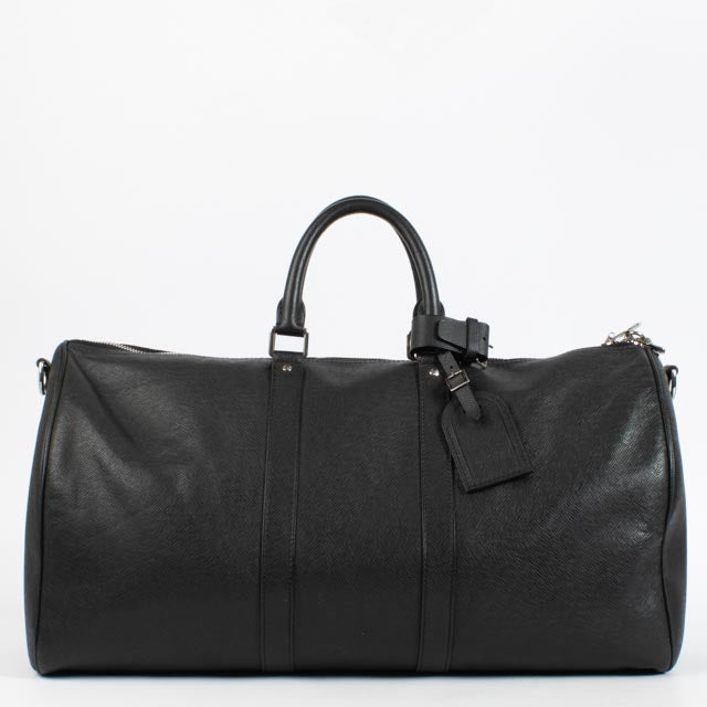 Shop the authentic Louis Vuitton Black Taiga Leather Keepall Bandoulière 50 second hand on Labellov.com