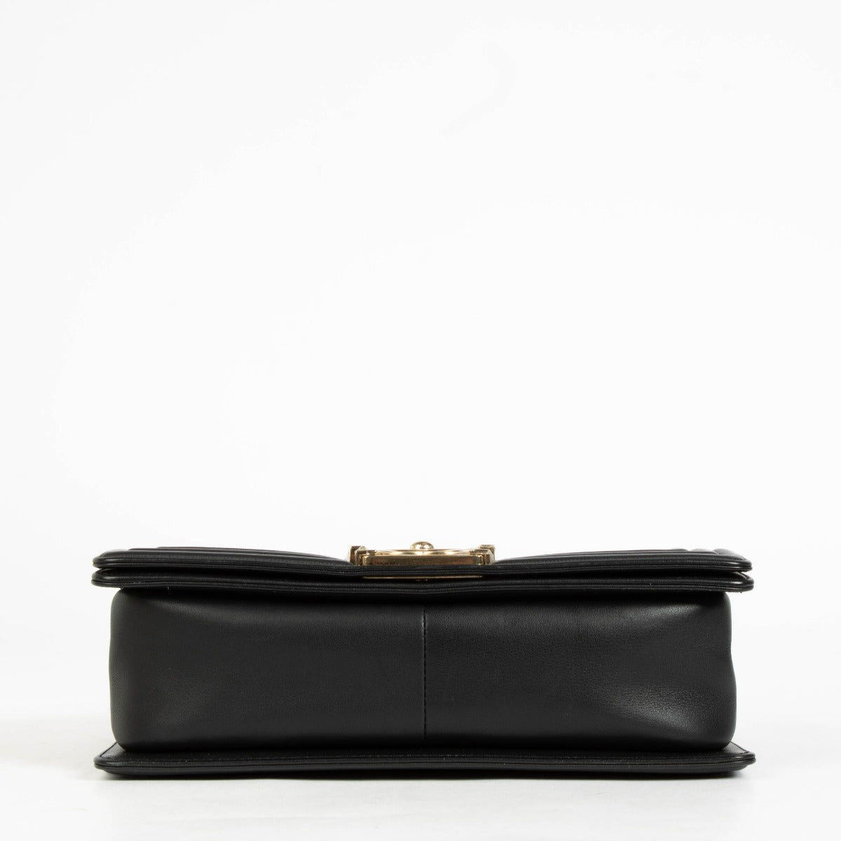 Authentic pre-loved Chanel Black Lambskin Medium Boy Shoulder Bag on Labellov.com