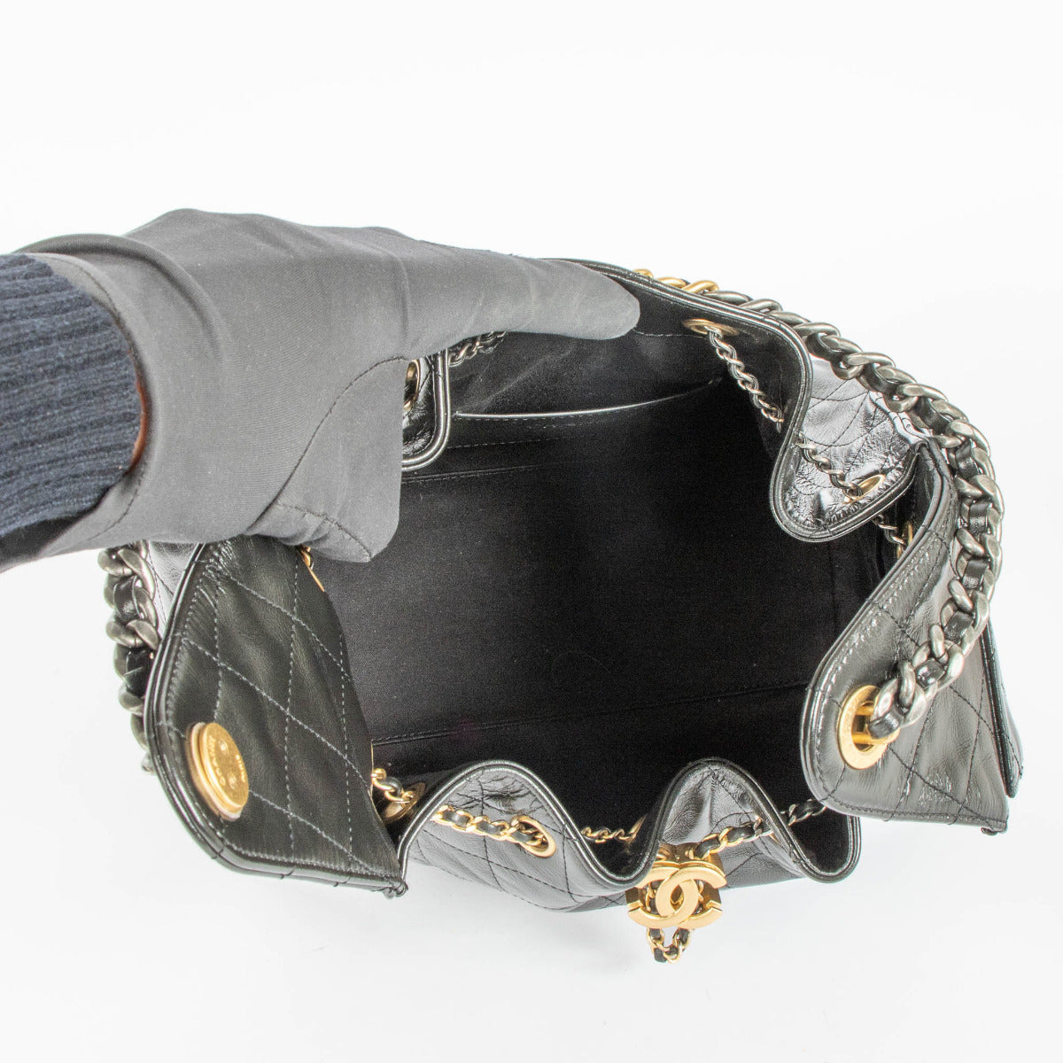 Sac Chanel 25 petit modèle en veau vieilli noir Chanel