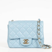 Shop the authentic Chanel Blue Classic Flap Bag Mini pre-loved on Labellov.com