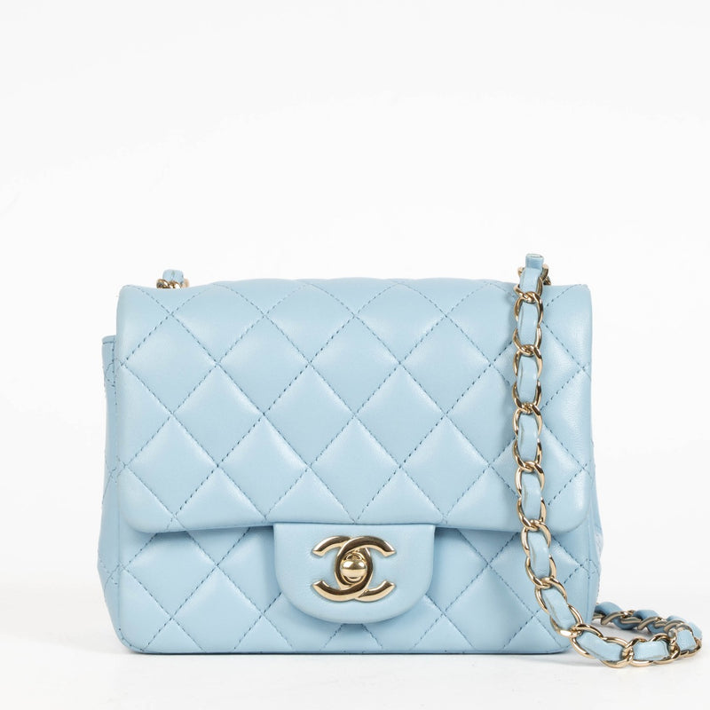 Shop the authentic Chanel Blue Classic Flap Bag Mini pre-loved on Labellov.com