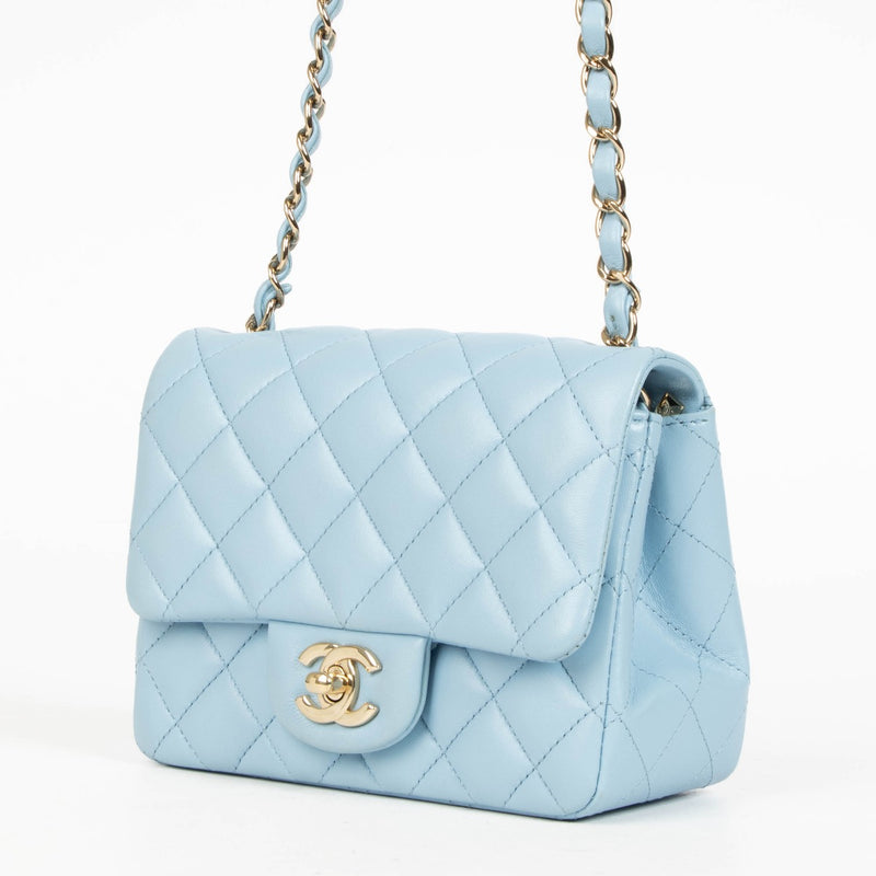 Shop the authentic Chanel Blue Classic Flap Bag Mini pre-loved on Labellov.com