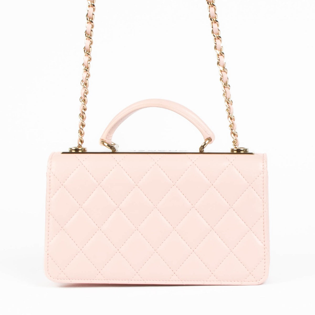 Shop this 100% authentic Chanel Pink Wallet On Chain Top Handle Bag at Labellov.com