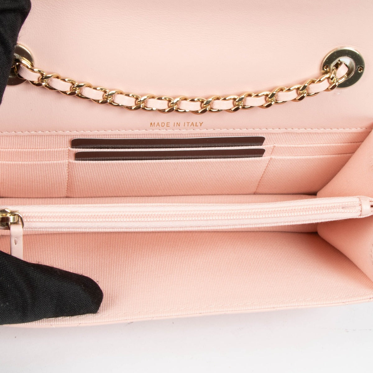 Shop this 100% authentic Chanel Pink Wallet On Chain Top Handle Bag at Labellov.com