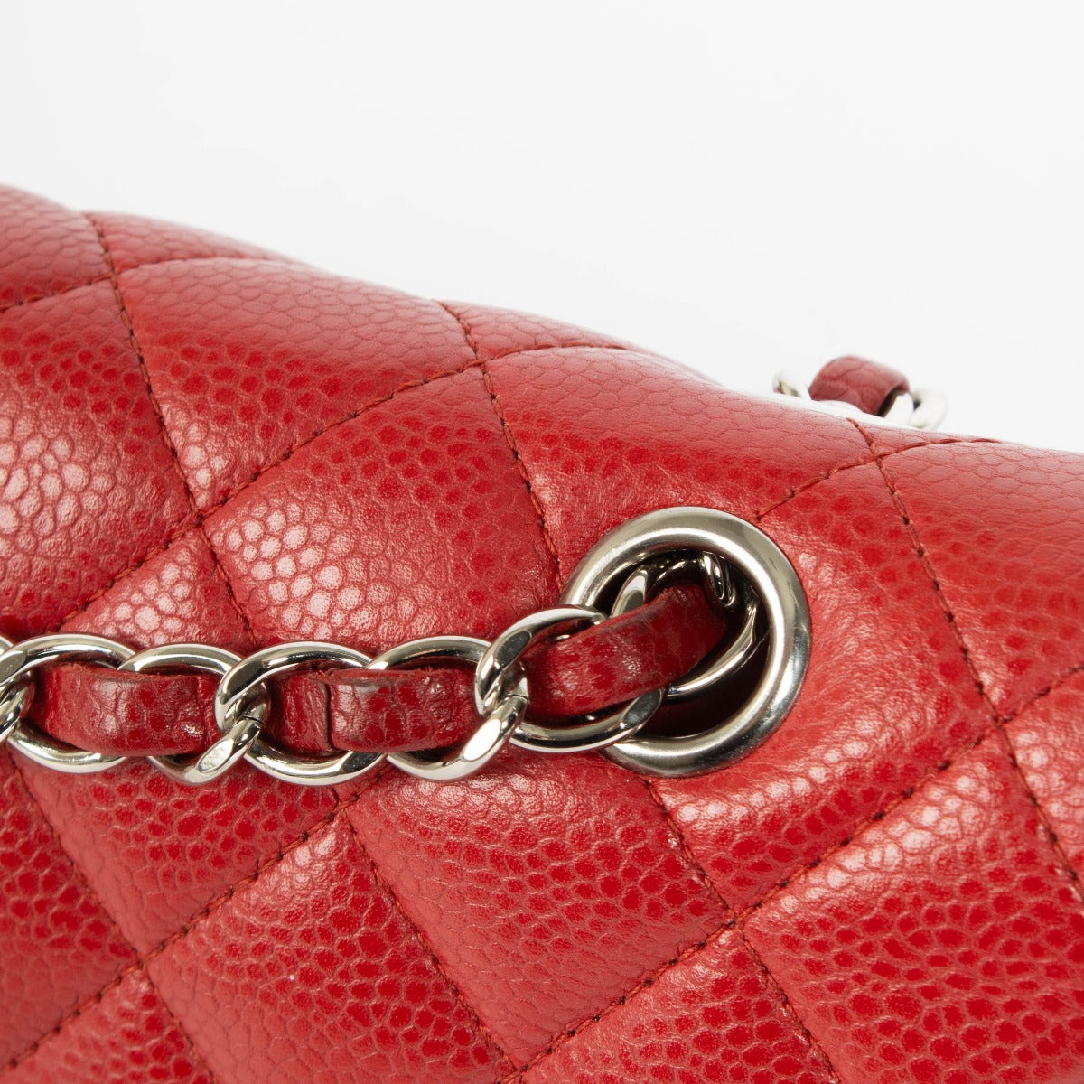 Authentic pre-loved Chanel Red Caviar Medium Classic 11.12 Bag on Labellov.com