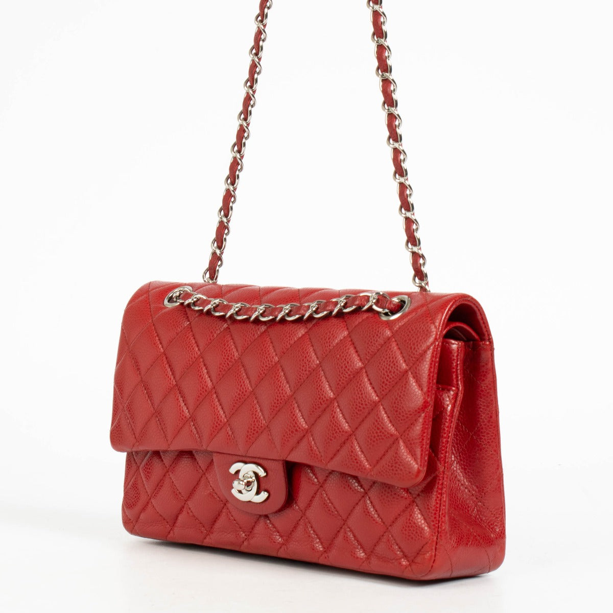 Authentic pre-loved Chanel Red Caviar Medium Classic 11.12 Bag on Labellov.com