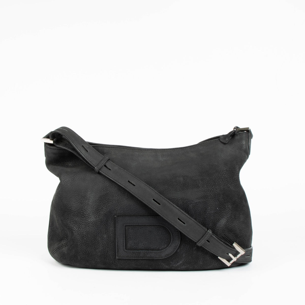 Authentic pre-loved Delvaux Blue Nubuck Louise Besace Crossbody Bag on Labellov.com