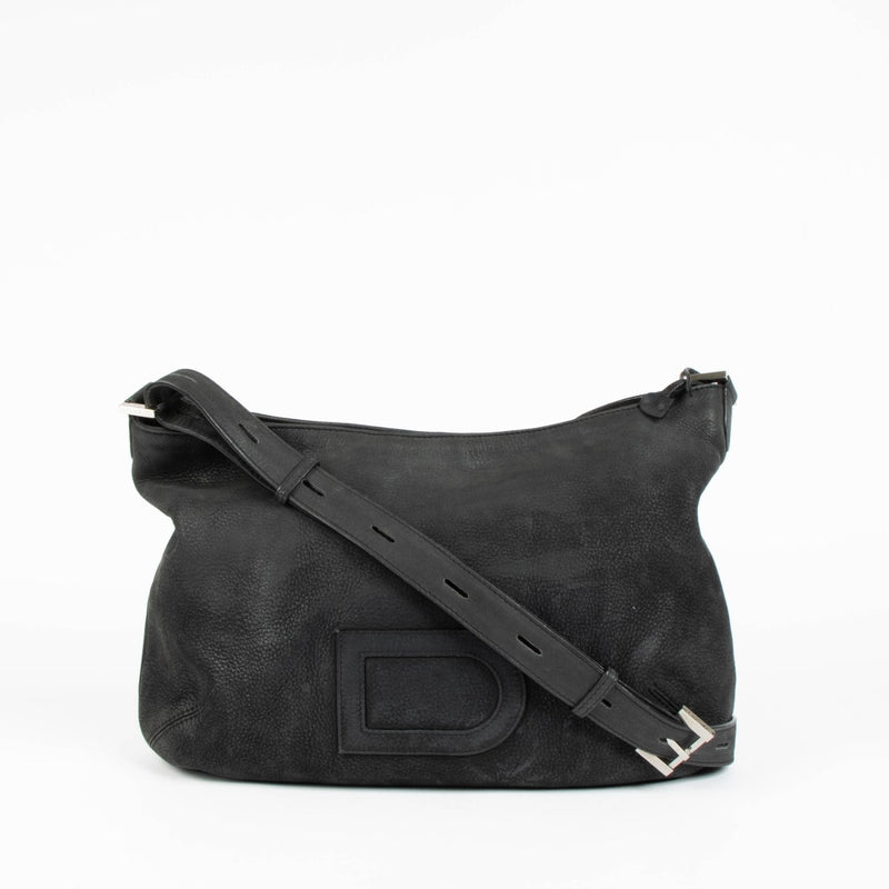 Authentic pre-loved Delvaux Blue Nubuck Louise Besace Crossbody Bag on Labellov.com