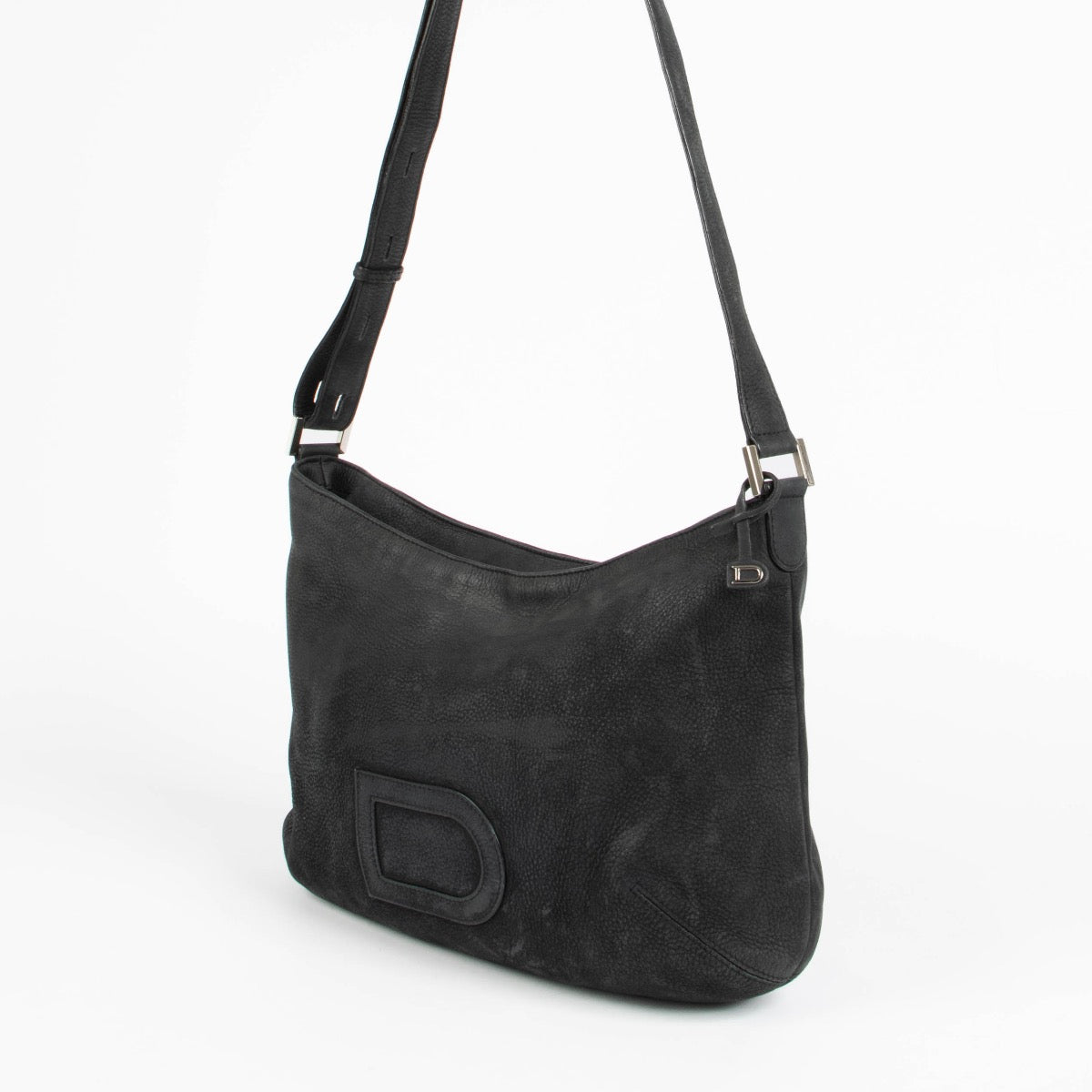 Authentic pre-loved Delvaux Blue Nubuck Louise Besace Crossbody Bag on Labellov.com
