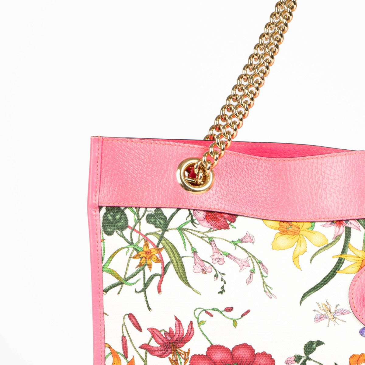 Gucci Pink Flora Print Canvas Rajah Tote Bag – Labellov