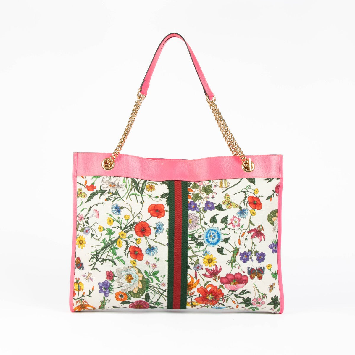 GUCCI ペット用トートバック 花柄ナイロンバッグ Gucci Pink Flora Print Canvas Rajah Tote Bag – Labellov