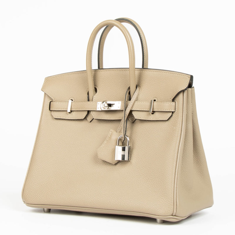 Authentic second hand Hermès Birkin 25 Gris Tourterelle Togo PHW on www.labellov.com