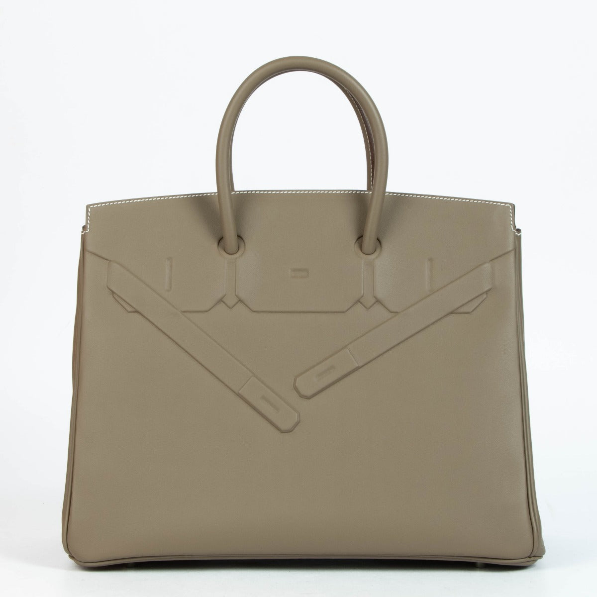 Authentic second hand brand new Hermès Shadow Birkin 35 Etoupe Swift PHW on www.labellov.com