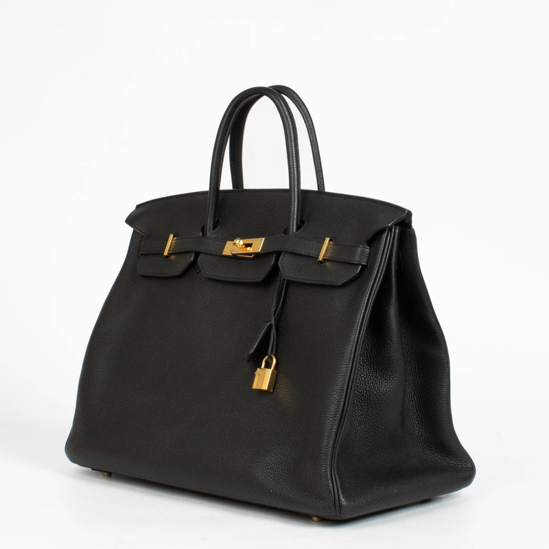 Authentic second hand vintage designer luxury Hermès Birkin 40 Black Togo GHW on www.labellov.com