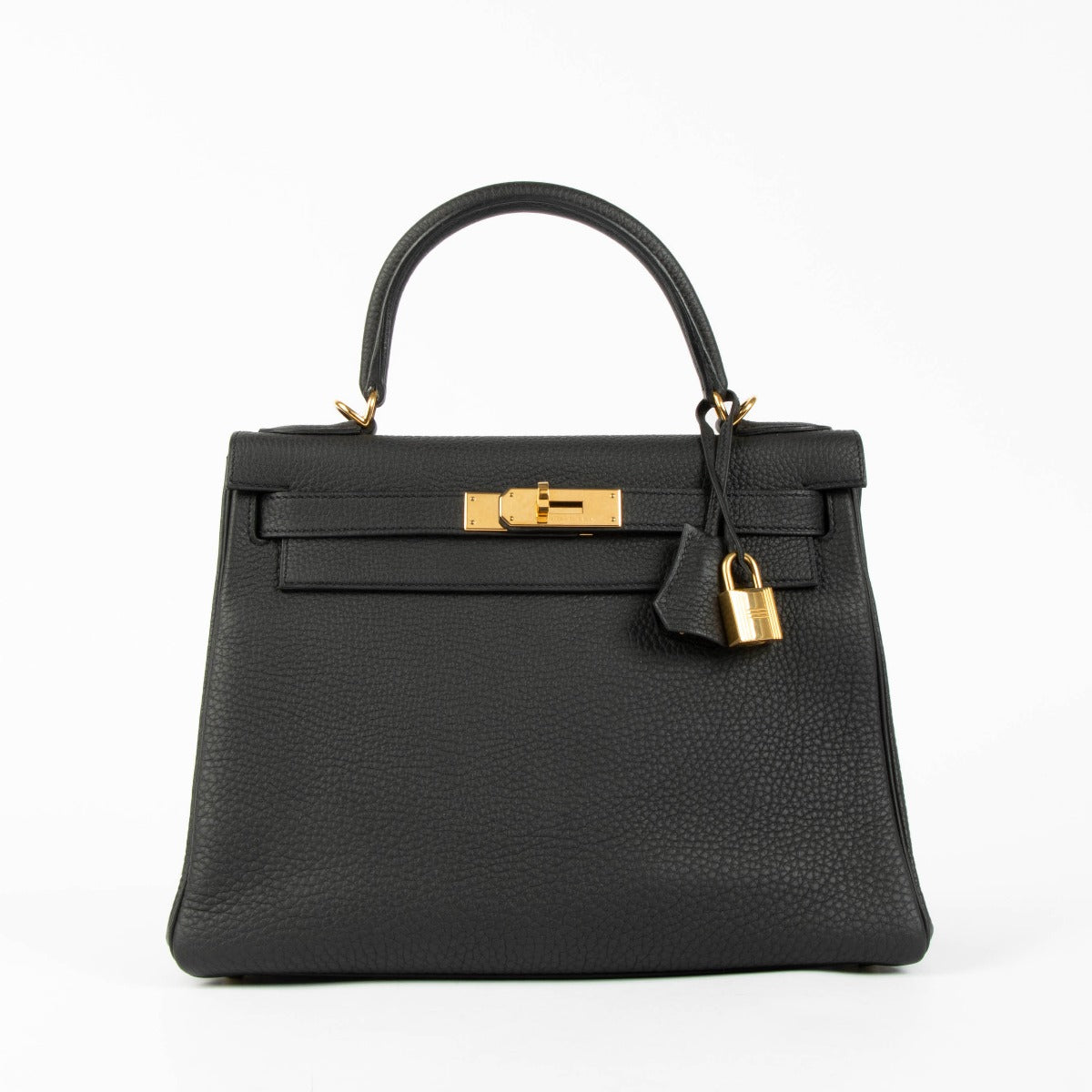 Hermès Kelly 28 Zwart Togo GHW met 2 Bandjes