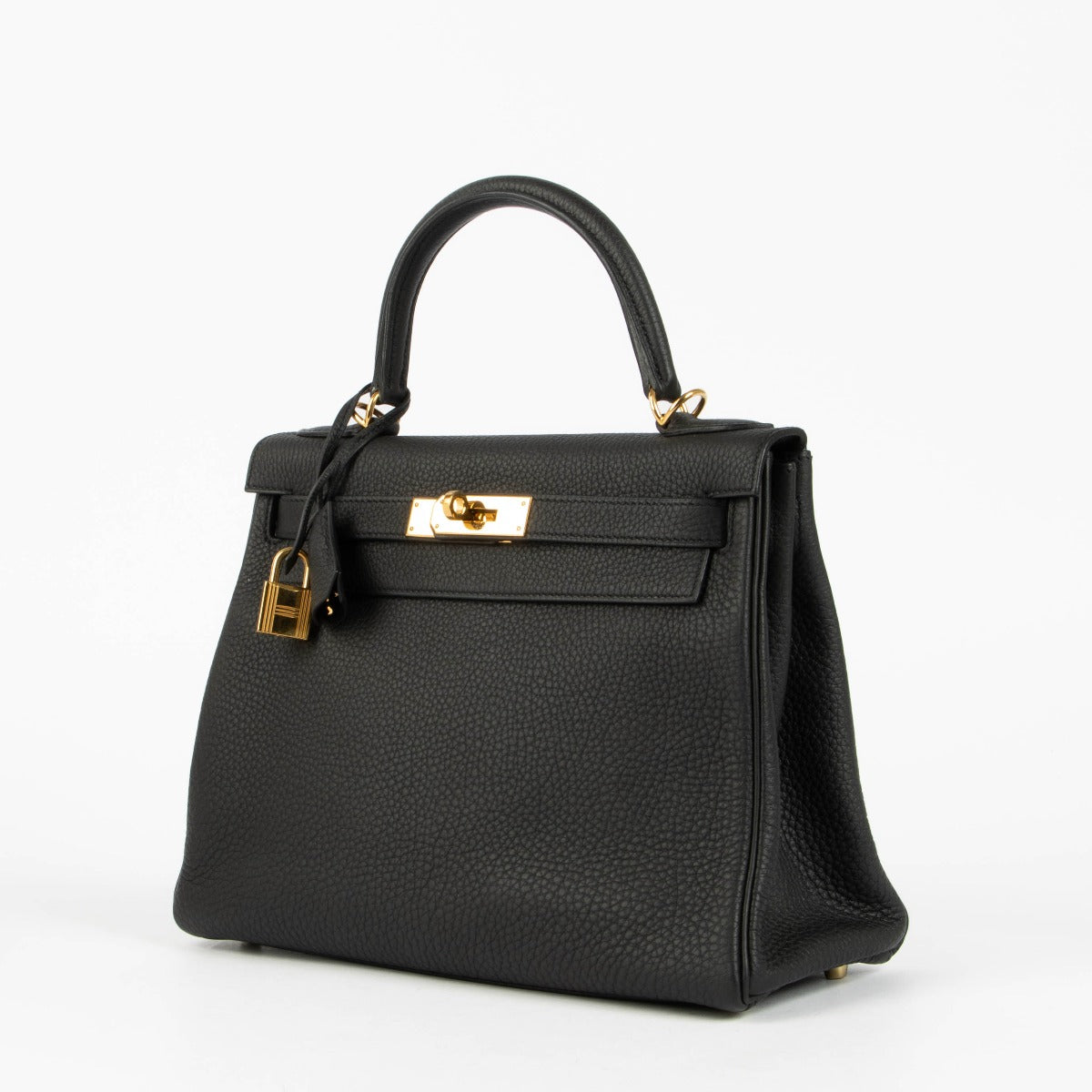 Hermès Kelly 28 Zwart Togo GHW met 2 Bandjes