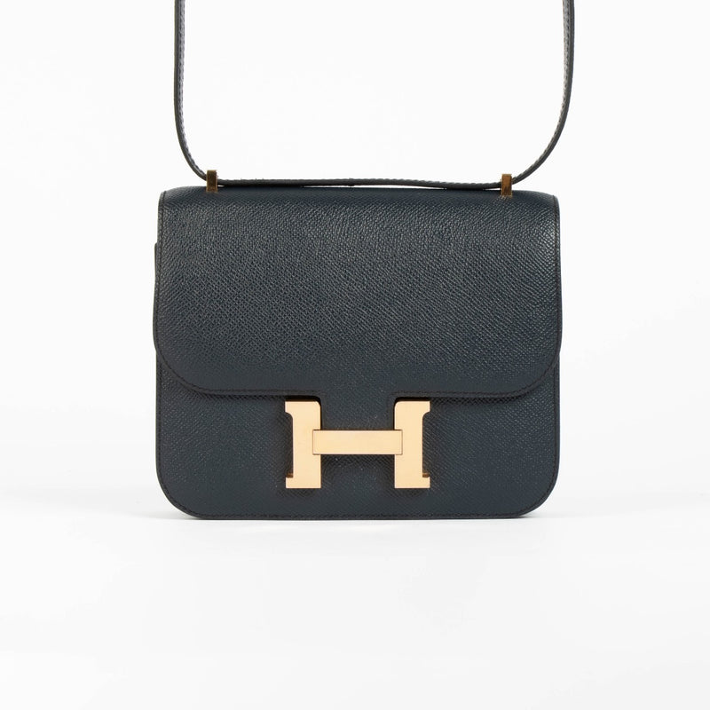 Shop this 100% authentic Hermès Constance Mini Bleu Indigo RGHW Bag (Stamp C 2018) at Labellov.com