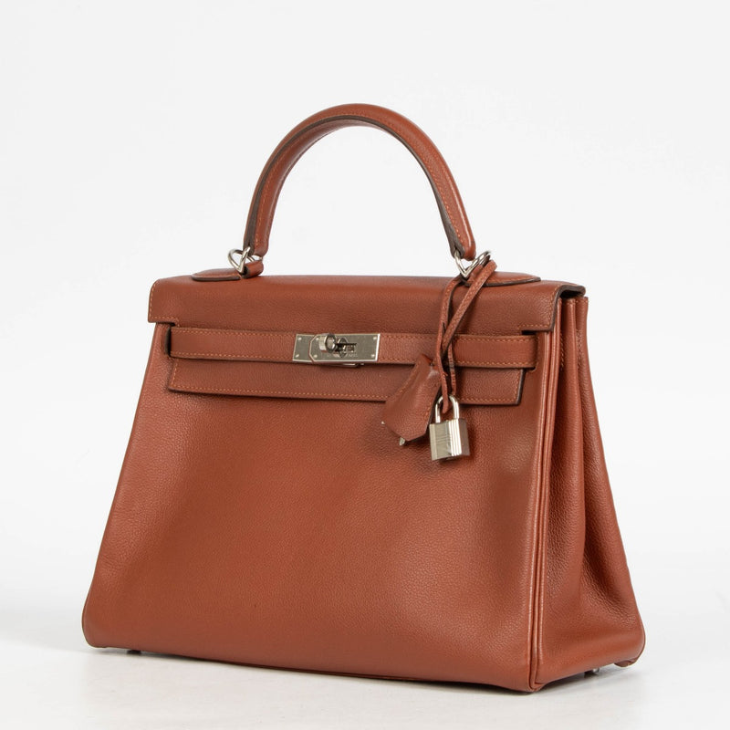 Hermès Kelly 32 Verso Sienne/Deep Bleu Evercolor PHW