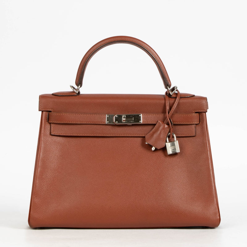 Hermès Kelly 32 Verso Sienne/Deep Bleu Evercolor PHW