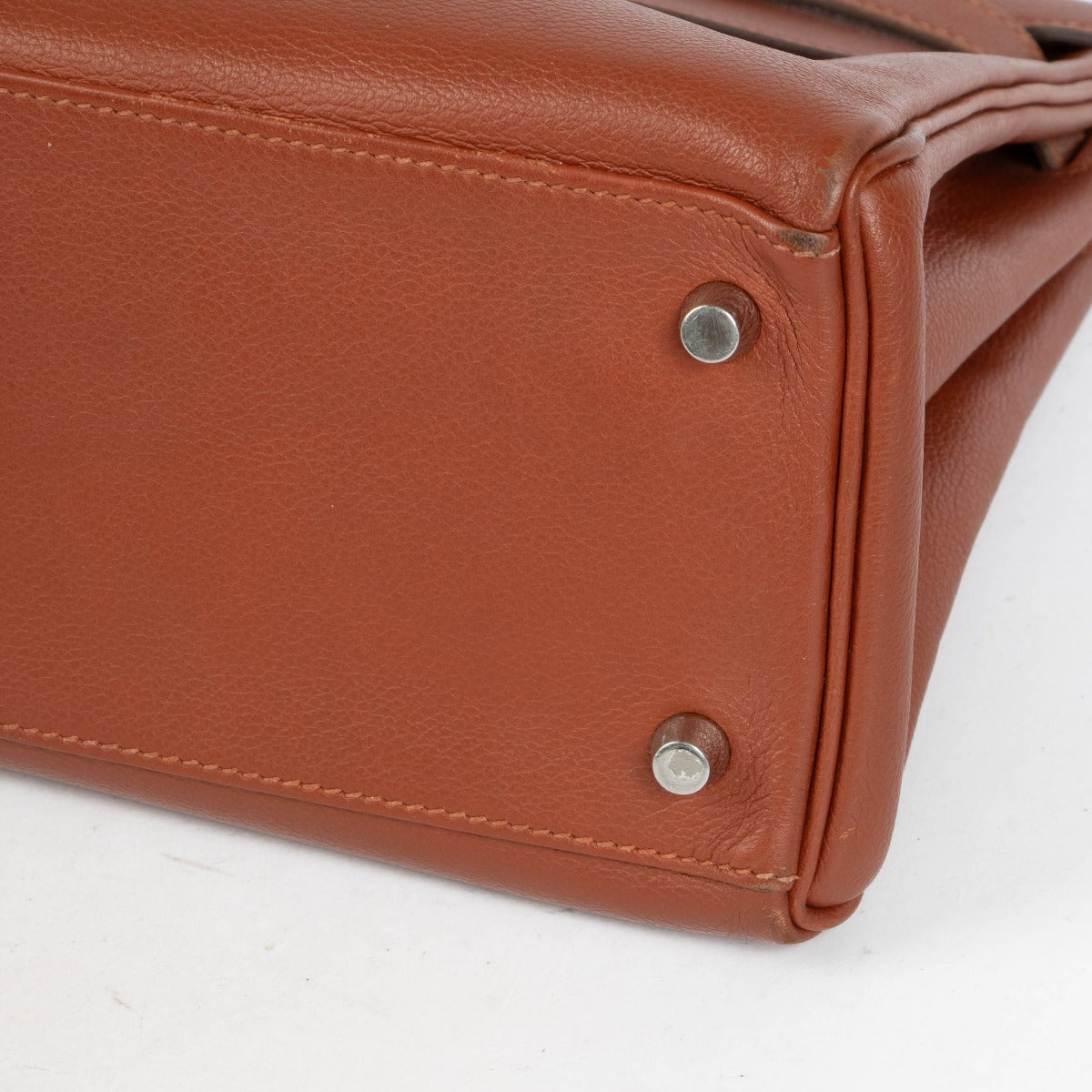 Hermès Kelly 32 Verso Sienne/Deep Bleu Evercolor PHW