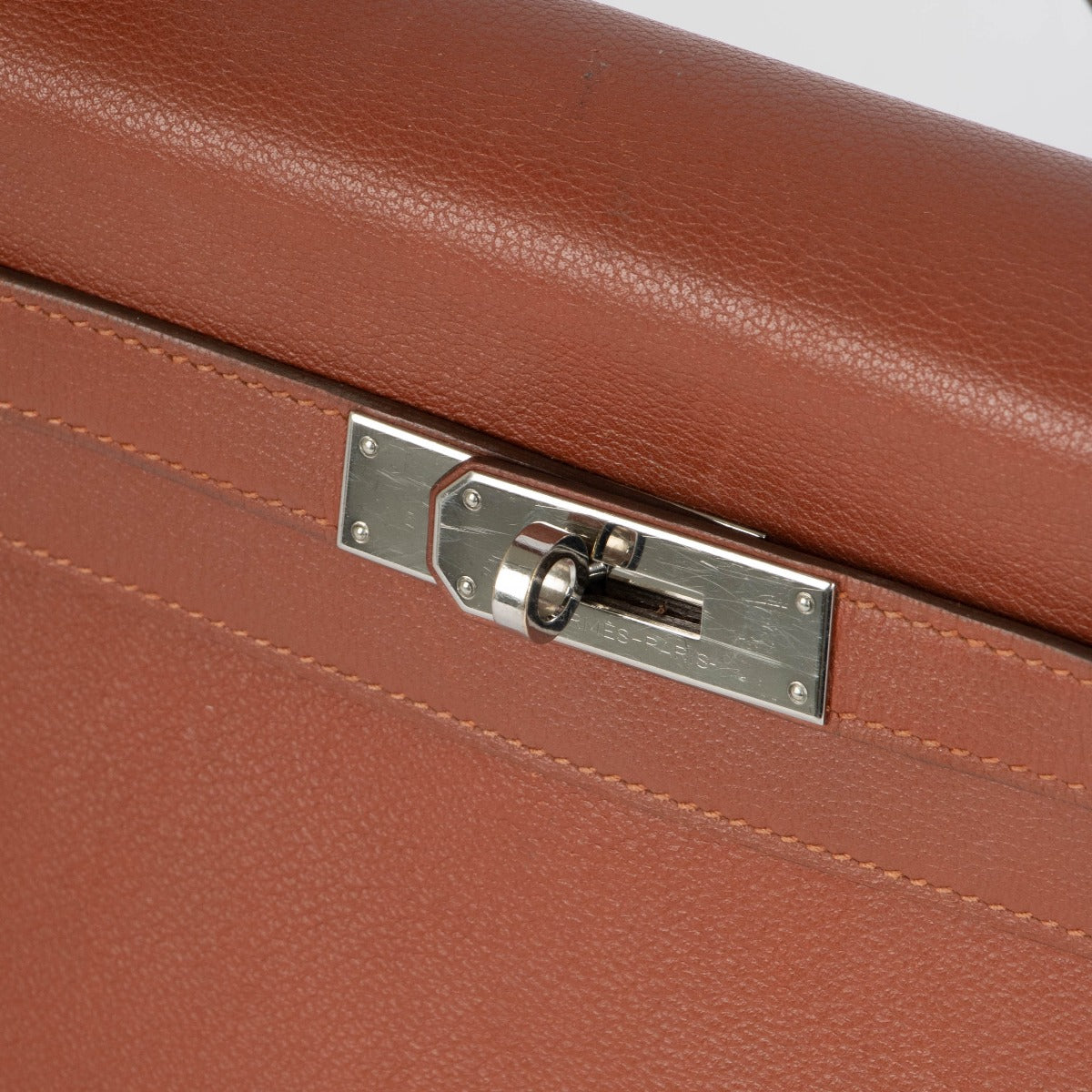 Hermès Kelly 32 Verso Sienne/Deep Bleu Evercolor PHW