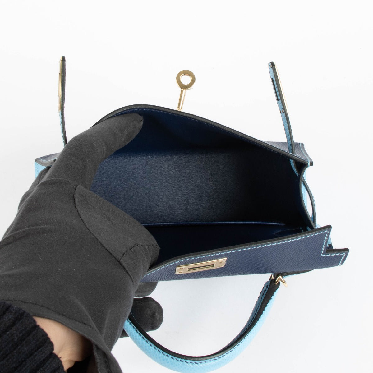 Hermès HSS Kelly Mini II Bleu Saphir/Céleste Epsom GHW