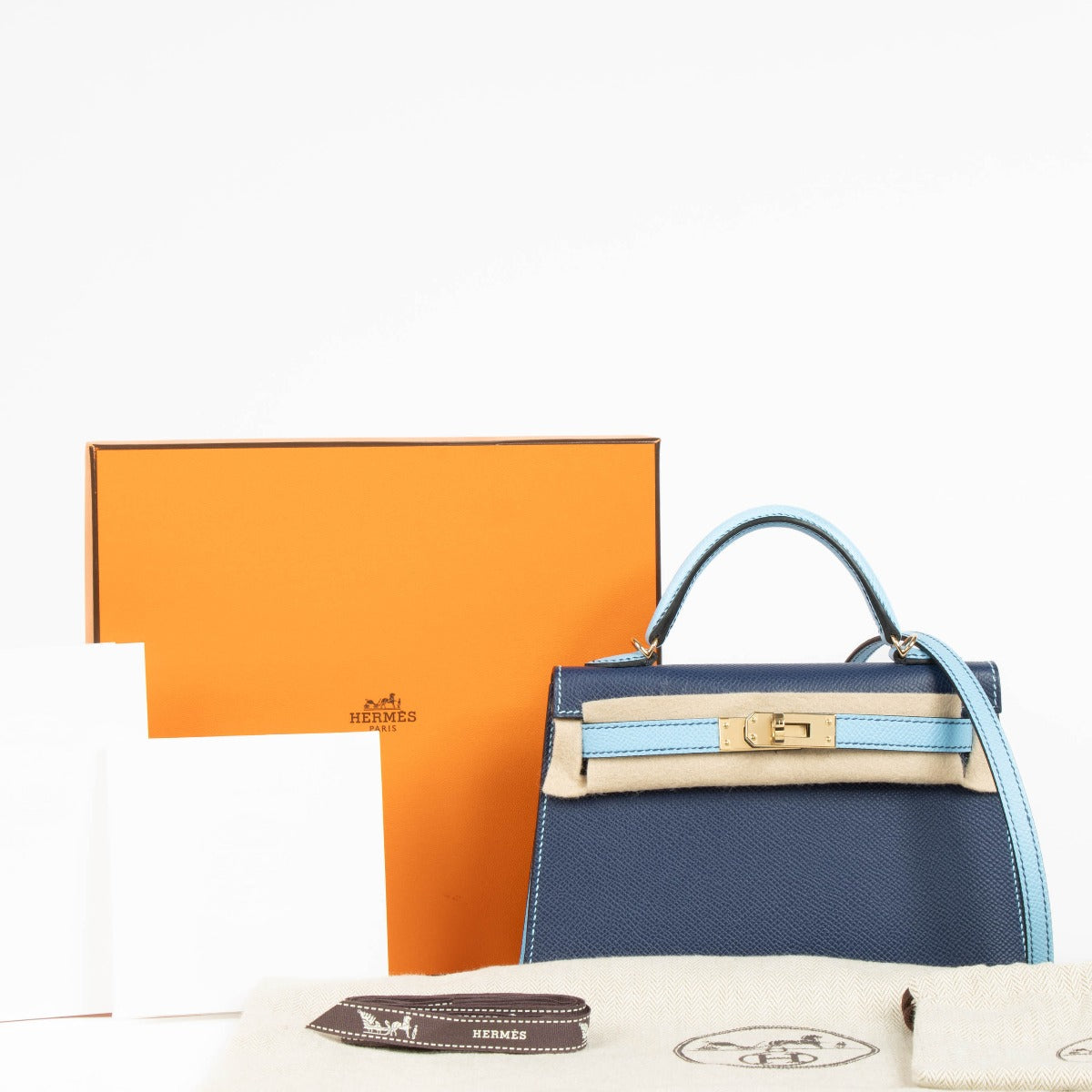 Hermès HSS Kelly Mini II Bleu Saphir/Céleste Epsom GHW