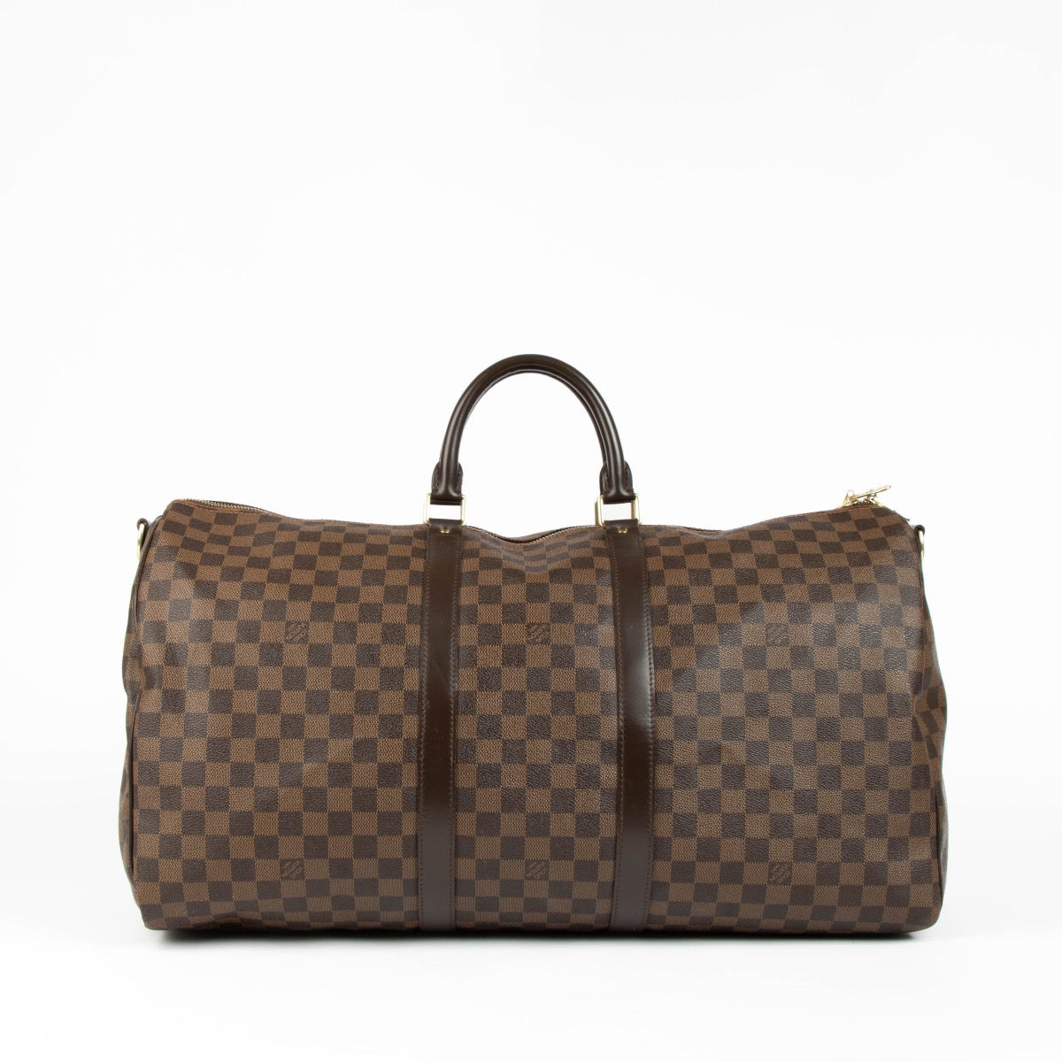 Authentic pre-loved Louis Vuitton Damier Ebene Keepall Bandoulière 55 Travel Bag on Labellov.com
