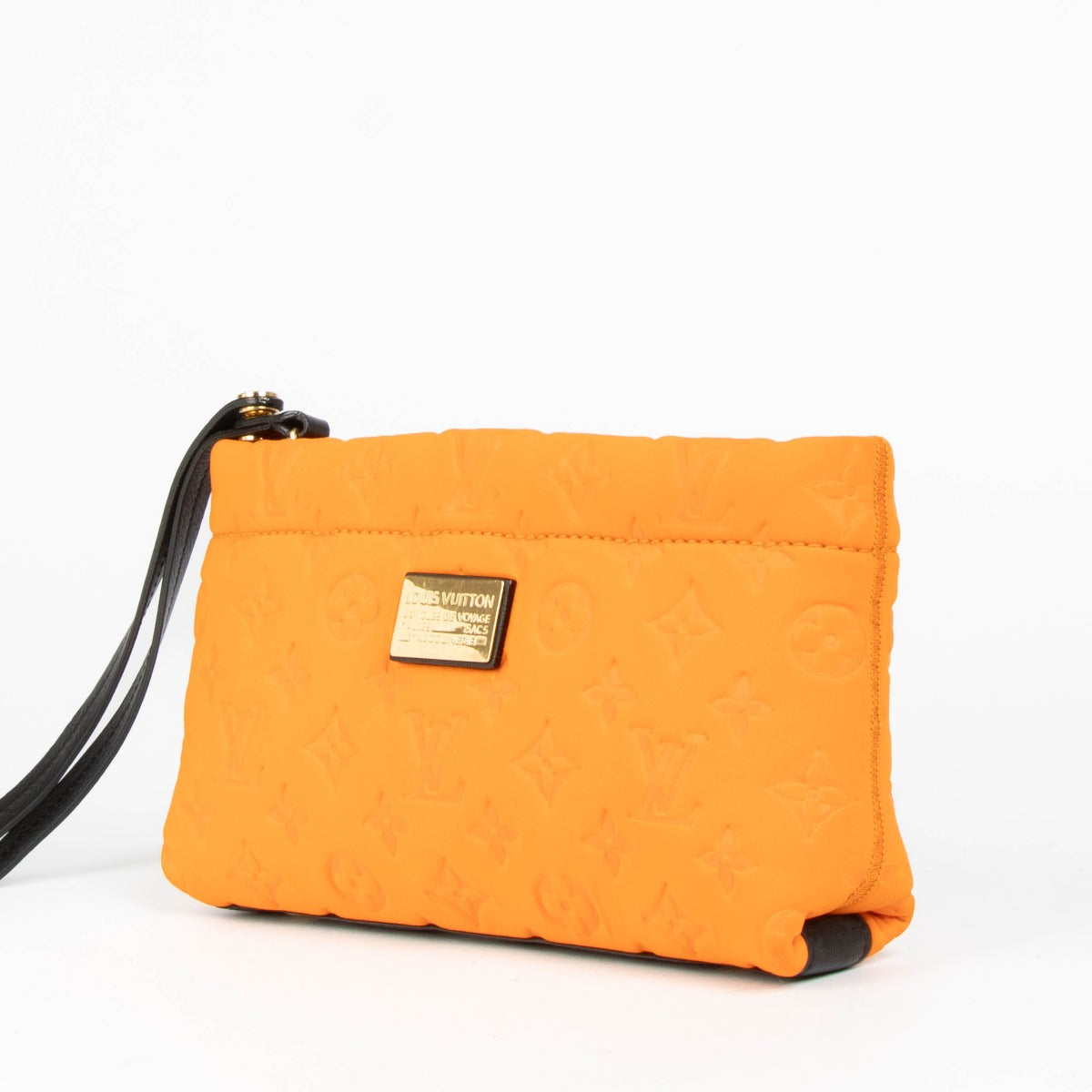 Shop this 100% authentic Louis Vuitton Orange Neoprene Scuba Clutch at Labellov.com