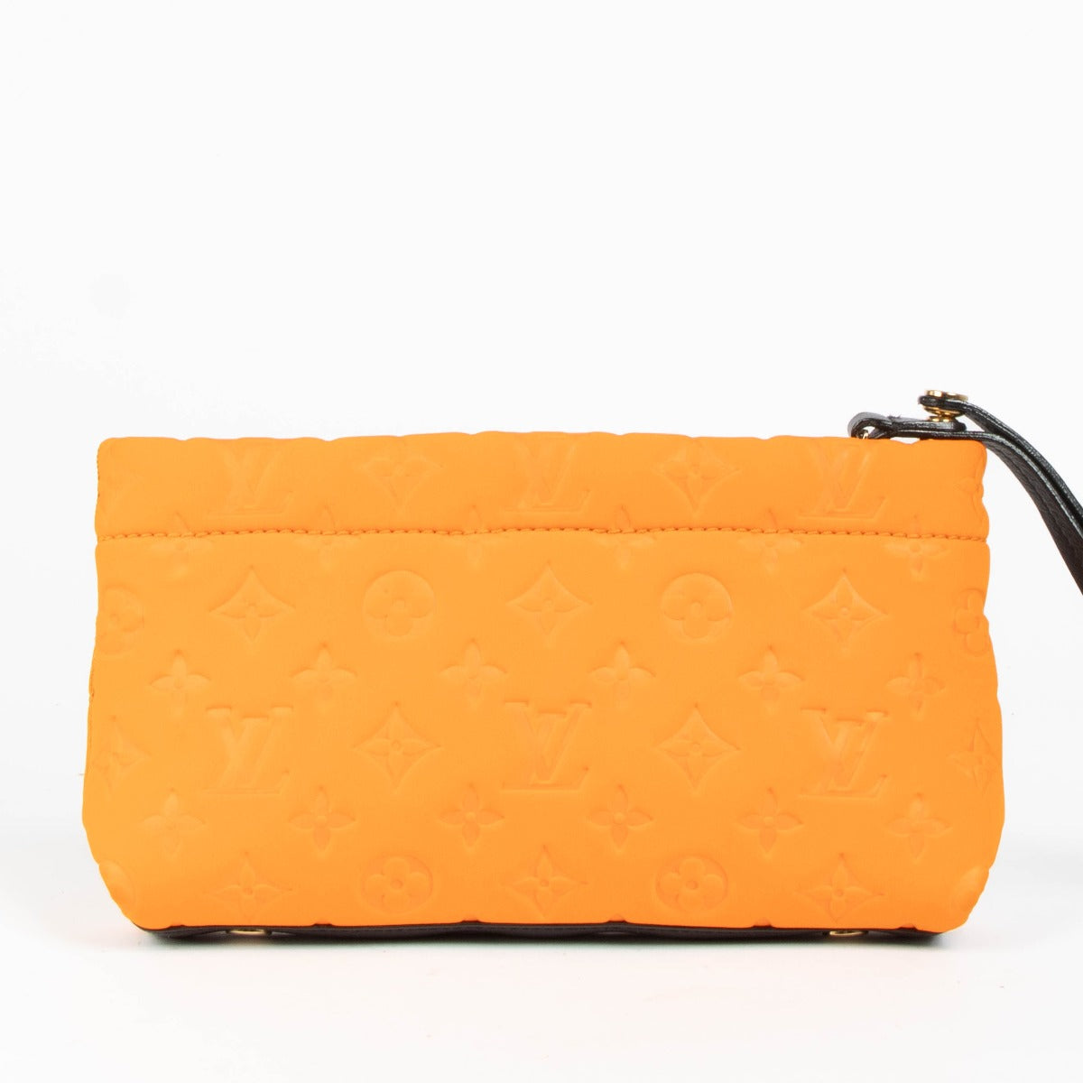 Shop this 100% authentic Louis Vuitton Orange Neoprene Scuba Clutch at Labellov.com