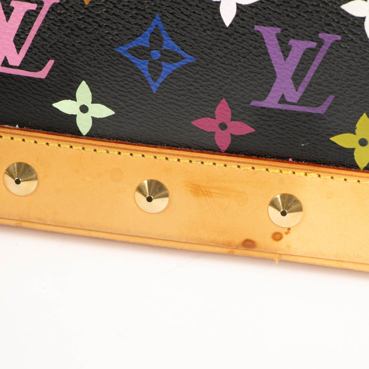 Authentic pre-loved Louis Vuitton x Murakami Black Monogram Multicolor Alma PM Top Handle Bag on Labellov.com