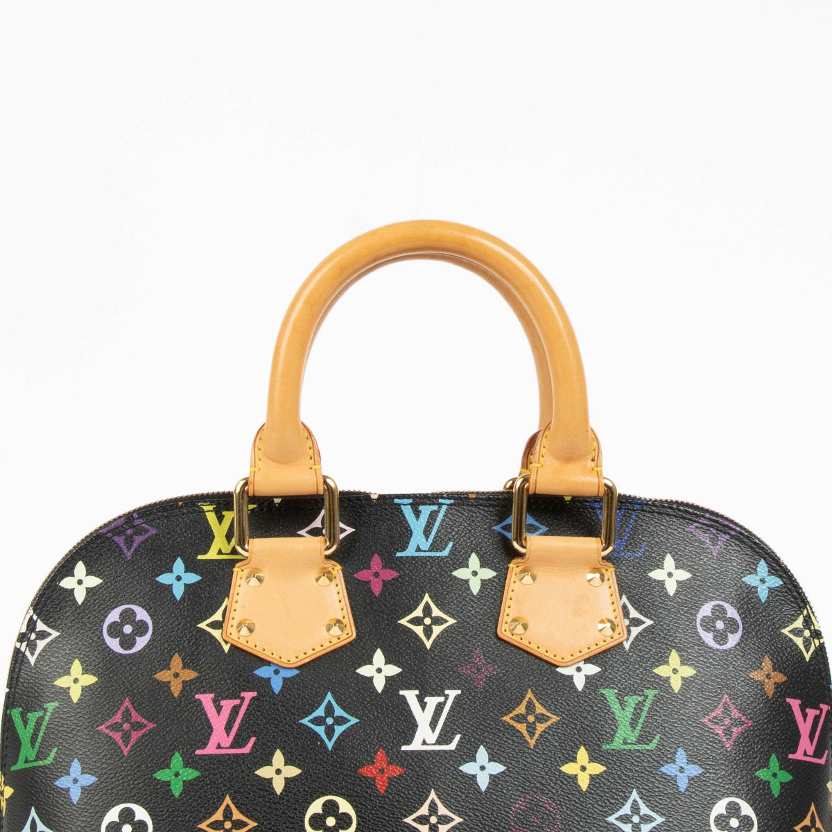 Authentic pre-loved Louis Vuitton x Murakami Black Monogram Multicolor Alma PM Top Handle Bag on Labellov.com