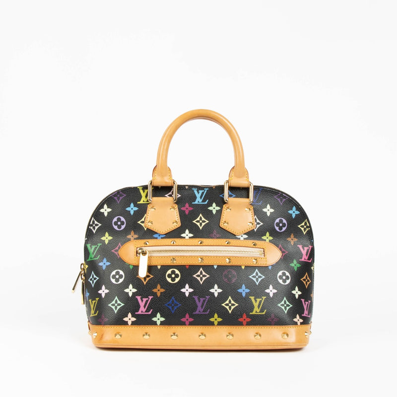 Authentic pre-loved Louis Vuitton x Murakami Black Monogram Multicolor Alma PM Top Handle Bag on Labellov.com
