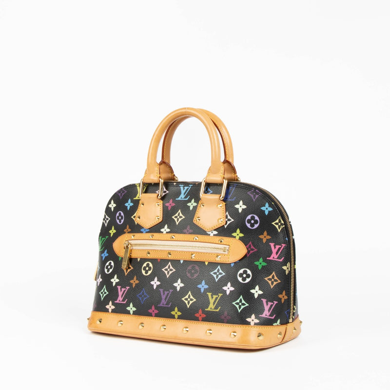 Authentic pre-loved Louis Vuitton x Murakami Black Monogram Multicolor Alma PM Top Handle Bag on Labellov.com