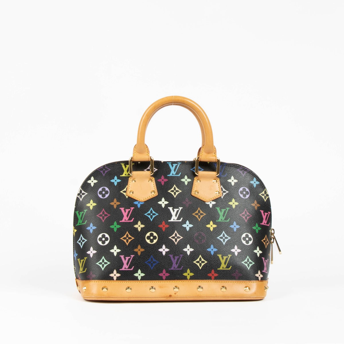 Authentic pre-loved Louis Vuitton x Murakami Black Monogram Multicolor Alma PM Top Handle Bag on Labellov.com