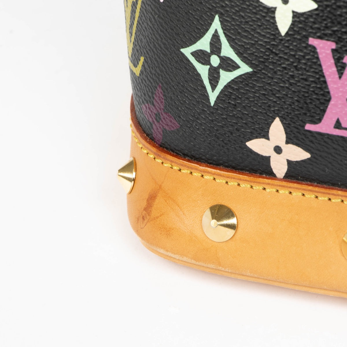 Authentic pre-loved Louis Vuitton x Murakami Black Monogram Multicolor Alma PM Top Handle Bag on Labellov.com