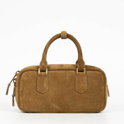 Authentic pre-loved Miu Miu Brown Suede Arcadie Top Handle Bag on Labellov.com