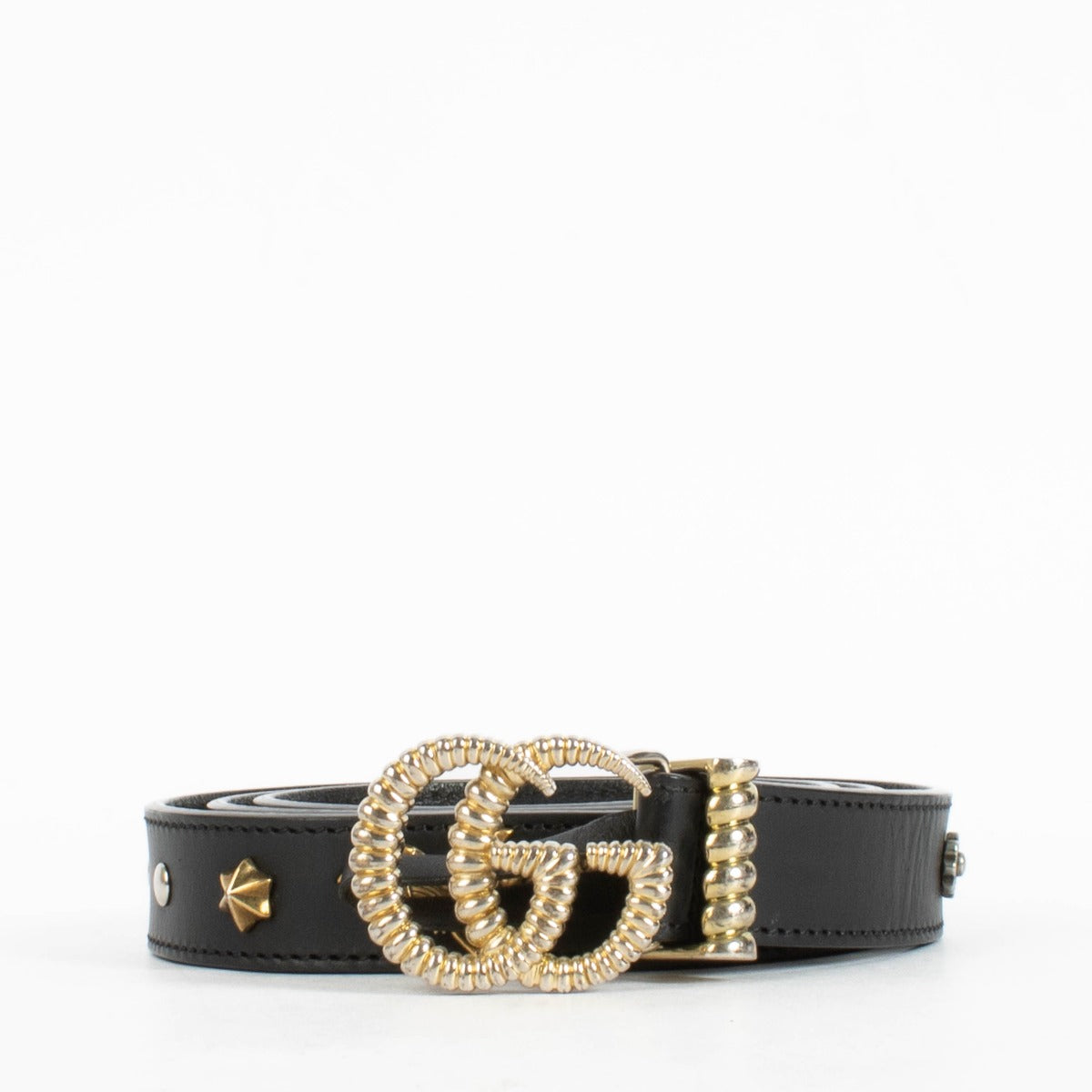 Gucci Black Studded GG Marmont Slim Belt