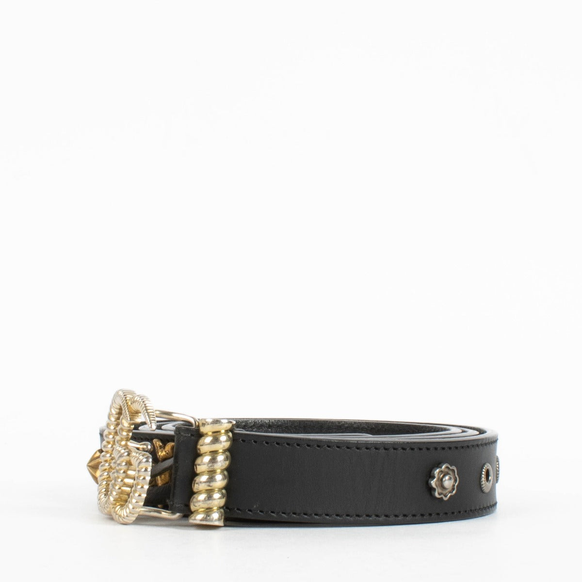 Gucci Black Studded GG Marmont Slim Belt